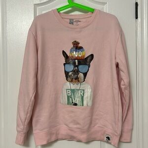 Pink Frenchie crew neck sweatshirt sz S/M